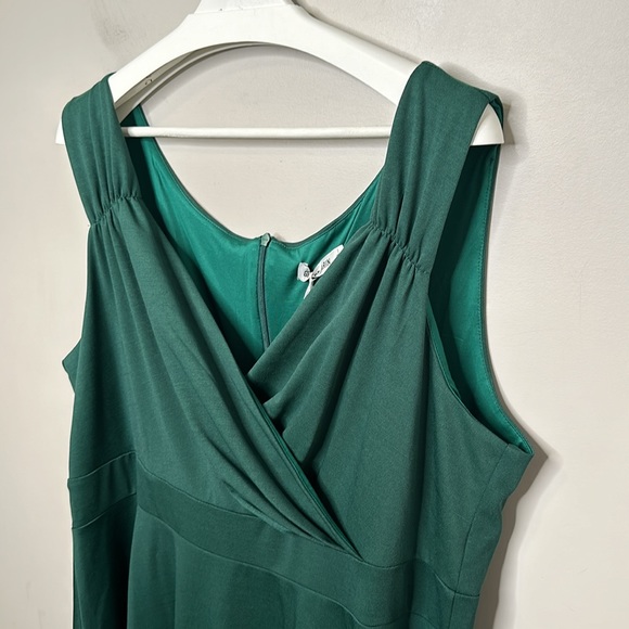 GRACE KARIN Green Sleeveless Wrap V-Neck A-line Cocktail Swing Dress - Picture 4 of 15